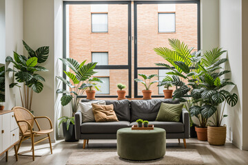Wohnzimmer mit grünen Pflanzen