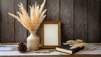 still life with wheat ears, wheat, food, cereal, grain, plant, vase, flower, AI genrat 