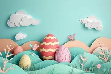 Beautiful Easter wallpaper in 3d style. Happy Easter!