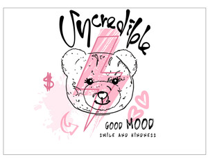 love message design with hand drawn design teddy bear