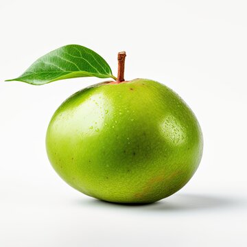 Ripe green pear isolated on the white background