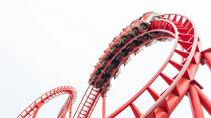 a roller coaster ride in an amusement park - obrazy, fototapety, plakaty