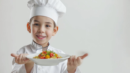 Studio shoot featuring a kid chef in culinary attire