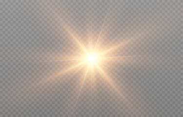 Vector light png. Realistic bright flash of light png. Sun, sun rays.