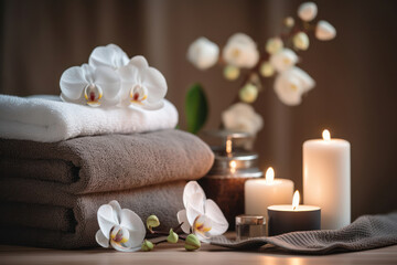 Fototapeta na wymiar Spa Care: Relaxing Massage Therapy and Beauty Treatment with Flower Health and Wellness