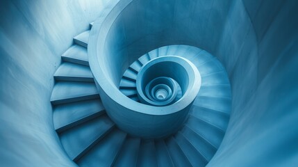 An abstract view of a spiraling staircase, leading to unknown architectural heights.