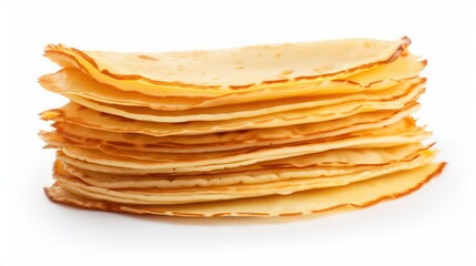stack of pancakes on a white background