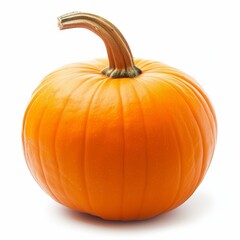 Obraz premium A vibrant orange pumpkin isolated on a white background, showcasing its smooth texture and natural look.
