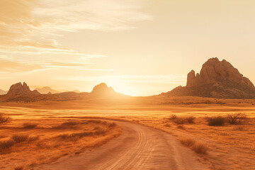 sunset in the barren.