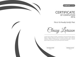 Black and white geometric achievement certificate template. Award diploma design