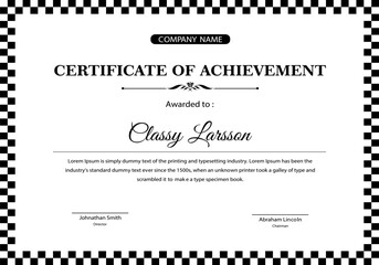 Certificate of Appreciation template.Trendy checkerboard design