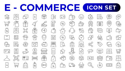 E-Commerce set of web icons in line style.