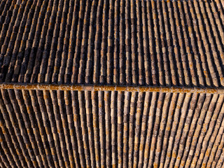 Aerial view of a roof made of old tiles, Alicante, Spain - stock photo