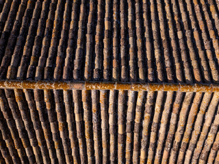 Aerial view of a roof made of old tiles, Alicante, Spain - stock photo