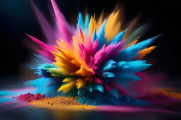 Mesmerizing Explosion of Colorful Powder Captured in Exquisite Detail and Vibrant Display