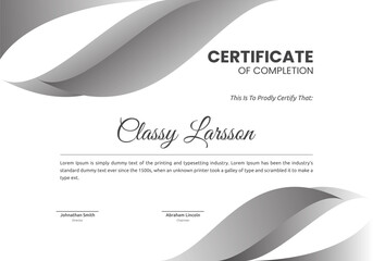 modern certificate template with dynamic black and white color modern background