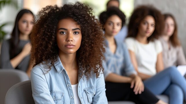 Emotional woman finding solace in anonymous support group for mental health and addiction issues