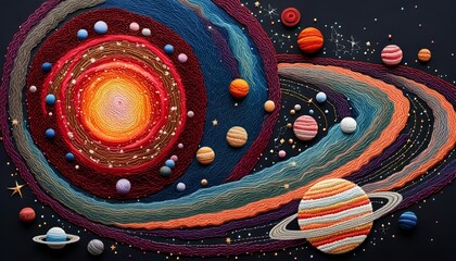 Outer Space Galaxy Embroidery Art