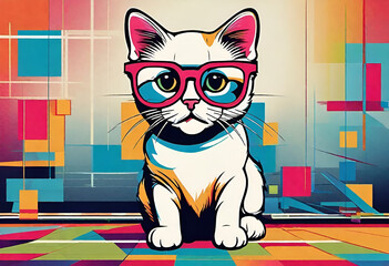 Fototapeta premium Cute cat with glasses