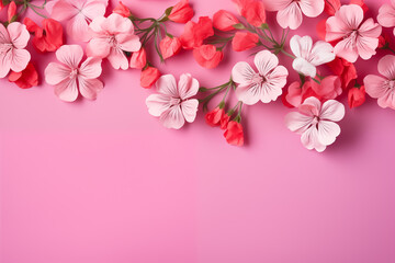Captivating scene of beautiful flowers with pink background