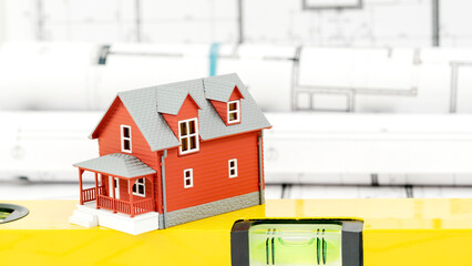 houses on construction drawings in