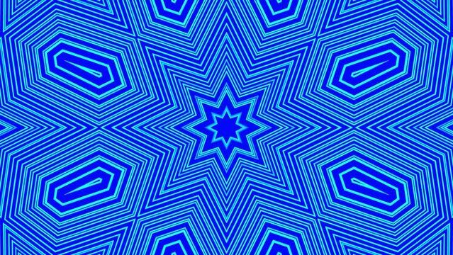 Blue Tones Hypnotic Stars and Shapes Background 4K 60 FPS