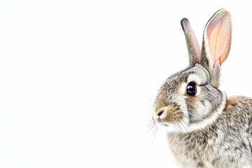 Curious Rabbit Peeking - Adorable Animal on White Background