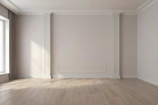 modern interior design. 3D rendering of an empty room. Front view.