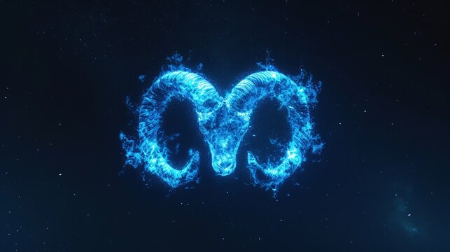 Aries zodiac sign on milky way space background, astrology calendar and esoteric horoscope concept