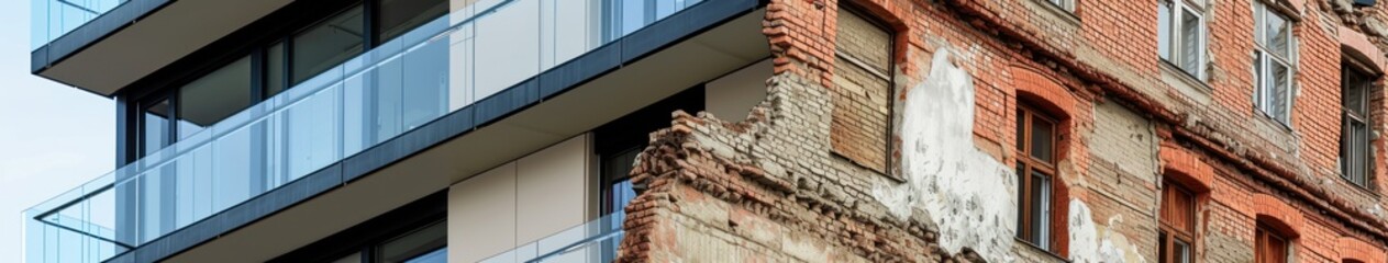 Fototapeta premium Urban Texture: New Facade Meets Old