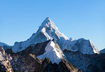 Crédence de cuisine en verre imprimé Ama Dablam mount Ama Dablam peak on the way to Mt Everest Base Camp
