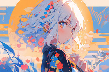 Fantasy girl work inspiration virtual reality technology experience illustration, technology character concept illustration