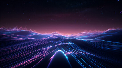 neon lights mountain landscape, Lofi  background