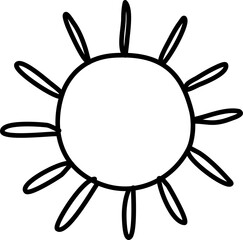 Set of hand drawn sun icons. Doodle style