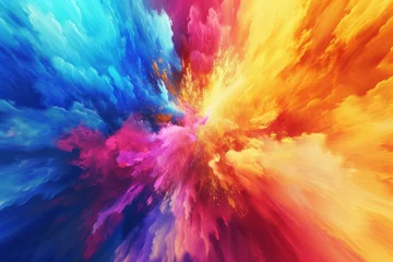 Crédence de cuisine en verre imprimé Mélange de couleurs Explosion of colored powder on black background