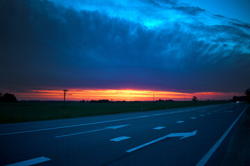 sunset over the highway