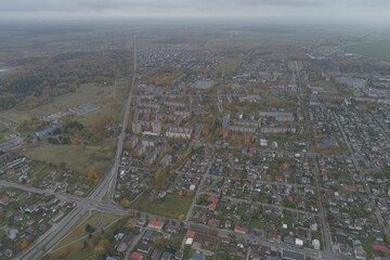 Fototapeta na wymiar an aerial view of town