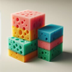 stack of colorful sponges