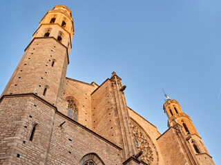 Santa Maria del Mar church, also called Cathedral of the Sea. A Catalan gothic Basilica in the...