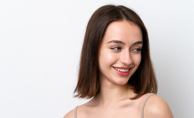 Young Ukrainian woman isolated on white background . Portrait