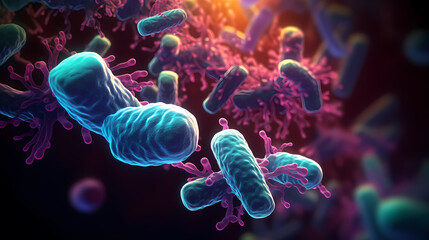 Virus cells abstract science concept, medical research background