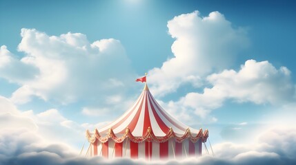 Circus tent made with clouds in the sky