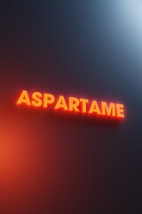 Orange 3D title Aspartame - C14H18N2O5 - Artificial sweetener
