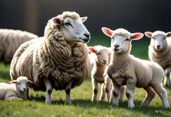 Fototapeta premium sheep and lambs