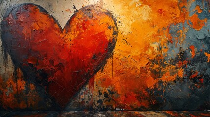 Fiery Heart on Canvas