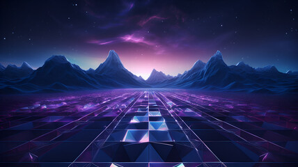 neon lights mountain landscape, Lofi  background