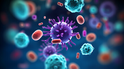Virus cells abstract science concept, medical research background