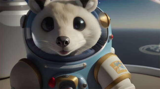 宇宙服を着たかわいい擬人化ポッサム