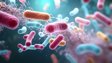 Virus cells abstract science concept, medical research background