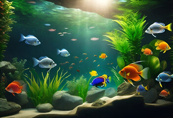 Fototapeta na wymiar Colourful Fish under water